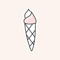 Ice cream in a cone.Vector illustration in doodle style. vector