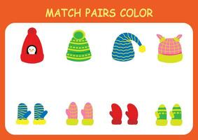 Find pairs of objects. Logic game for learning. Preschool activities for children. vector