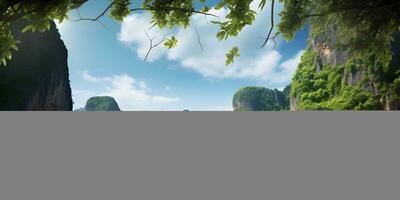 AI generated Tropical beach at Andaman Sea, Thailand. Panorama photo