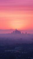 AI generated Vintage tone city skyline at sunrise photo