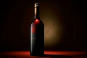 AI generated Bottle of wine on a dark background. Beaujolais Nouveau. Neural network AI generated photo