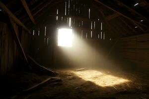 AI generated Rays of light in the barn. Neural network AI generated photo