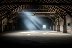 AI generated Rays of light in the barn. Neural network AI generated photo