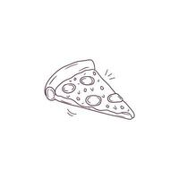 Hand Drawn illustration of sliced pizza icon. Doodle Vector Sketch Illustration