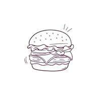 Hand Drawn illustration of cheeseburger icon. Doodle Vector Sketch Illustration