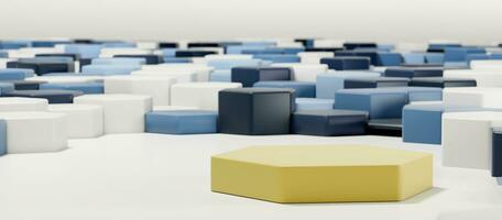 Podium scene with abstract hexagons photo