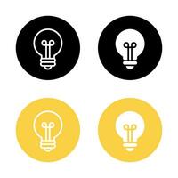 Light bulb icon on circle background. Lamp symbol vector