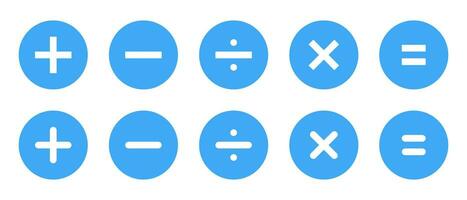 Addition, subtraction, division, multiplication, and equality icon in flat style. Basic mathematical symbols vector