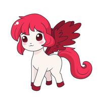 Cute cartoon pony with wings. isolated vector illustration with magic animal on white background. Flat art for print, posters, covers and etc.