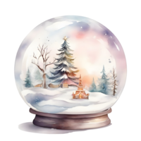 ai généré neige globe avec Noël arbre et renne png