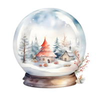 ai generado nieve globo con Navidad árbol y reno png