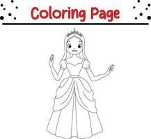 beautiful princess coloring page for kids vector