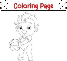 little boy holding colorful ball coloring page vector