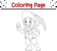 prospector holding gold nugget pickaxe coloring page vector