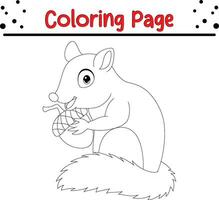 cute chipmunk holding acorn coloring vector