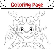 dentist check tooth coloring page vector