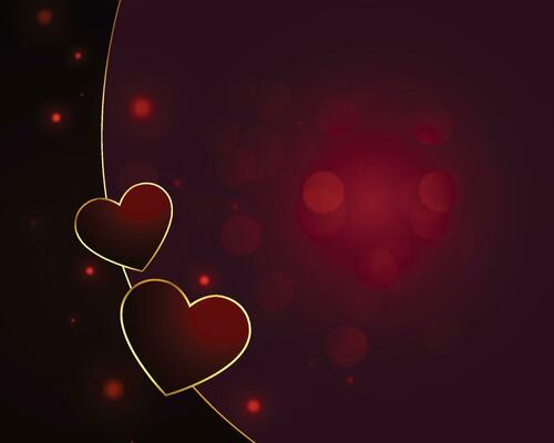 Valentines day calligraphic greeting in heart shaped golden frame on a red fluid waves background.
