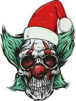 christmas skull wearing santa claus hat. vector illustration