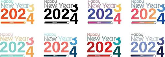 Vector set of happy new year colorful typography