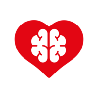 cerebro y corazón aislado. cerebro en amor. conflicto Entre emociones y racionalidad. icono o logo. rojo color. sencillo moderno diseño. San Valentín día. png