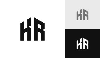 letra kr inicial con casa forma logo diseño vector
