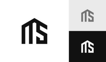 Letter MS initial with house shape logo design vector