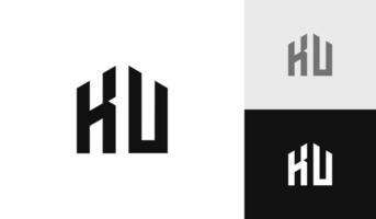 letra ku inicial con casa forma logo diseño vector