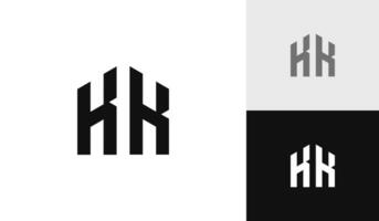 letra kk inicial con casa forma logo diseño vector