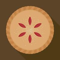 Cranberry pie with sugar on brown background vector