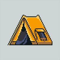 píxel Arte ilustración tienda acampar. pixelado tienda acampar. tienda acampar para cámping pixelado para el píxel Arte juego y icono para sitio web y vídeo juego. antiguo colegio retro vector