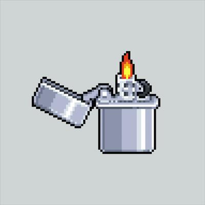 Pixel art illustration Lighter. Pixelated Lighter. Lighter fire pixelated for the pixel art game and icon for website and video game. old school retro.