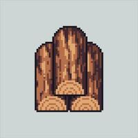 Pixel art illustration Woodpile. Pixelated timber wood. Wood Pile pixelated for the pixel art game and icon for website and video game. old school retro. vector