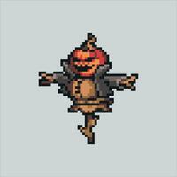 Pixel art illustration Scarecrow. Pixelated Scarecrow. Scarecrow farm pixelated for the pixel art game and icon for website and video game. old school retro. vector