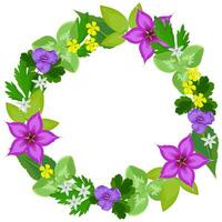 Round frame, wreath of summer wildflowers and leaves on a white background vector