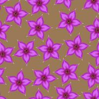 Seamless pattern of lilac clematis flowers on a beige background vector