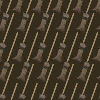 seamless patterns with broom in brown tones on brown background vector