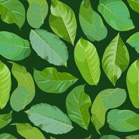 Seamless pattern of green walnut leaves on a dark green background vector