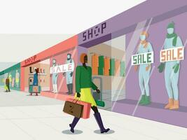 Shopping in the boutiques with discounts - always cool vector