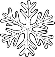 Vector illustration of a snowflake for the New Year. Hand drawn black and white snowflake.