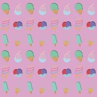 Colored pattern background with ice cream icons Vector illustration