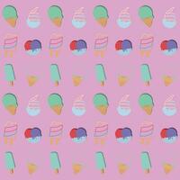 Colored pattern background with ice cream icons Vector illustration