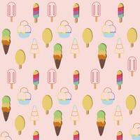 Colored pattern background with ice cream icons Vector illustration