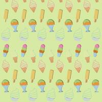 Colored pattern background with ice cream icons Vector illustration