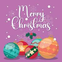 Christmas cute card with christmas tree balls Vector illustration