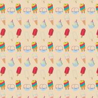 Colored pattern background with ice cream icons Vector illustration