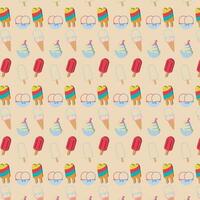 Colored pattern background with ice cream icons Vector illustration