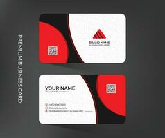 Professional red and white business card template design vector