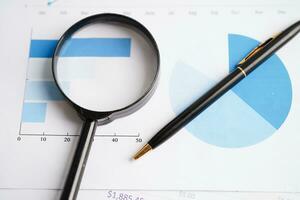 Pen on chart graph paper. Finance, account, statistic, investment data economy, stock exchange business. photo