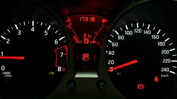 Automobile digital speed meter is warning signal video