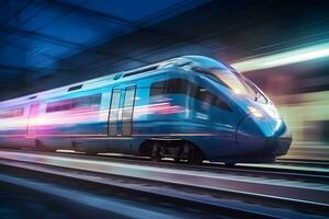 AI generated Modern high speed train. Neural network AI generated photo